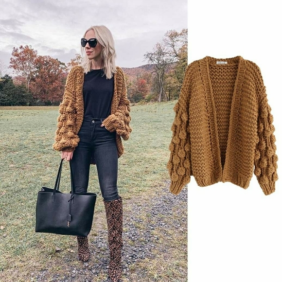 Grey chunky Cardigan Sweater - Picture 4 of 4